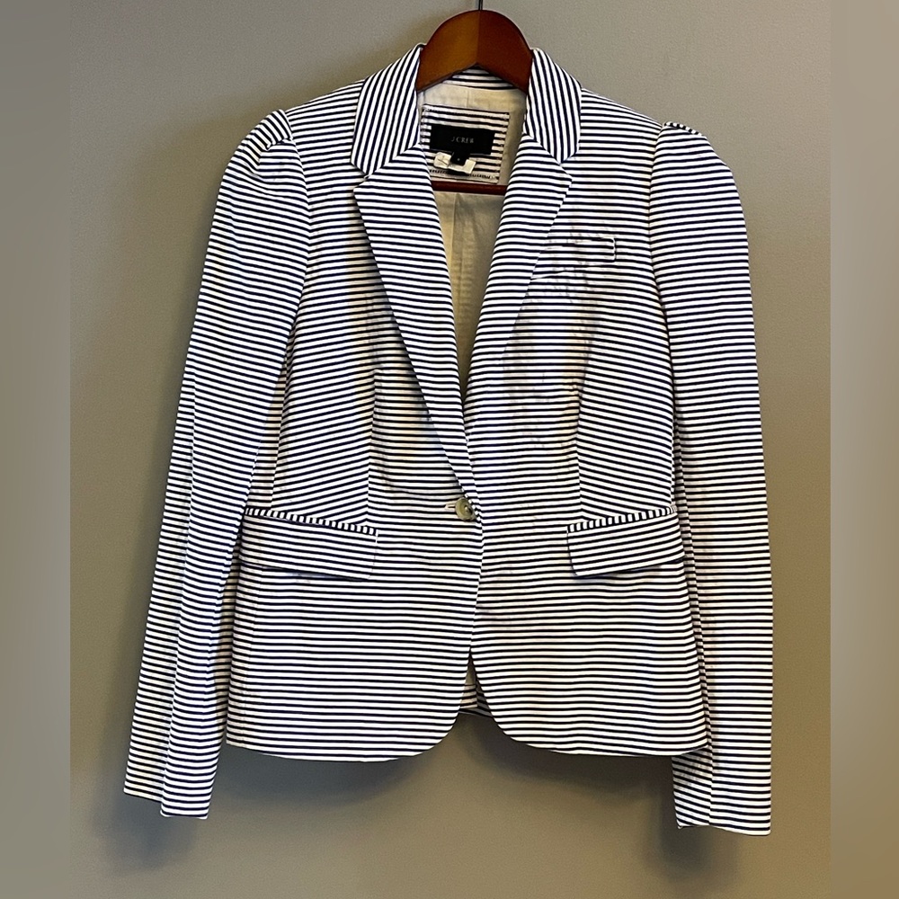 J CREW | The Puff-Sleeve Blazer in Seersucker - sz 6